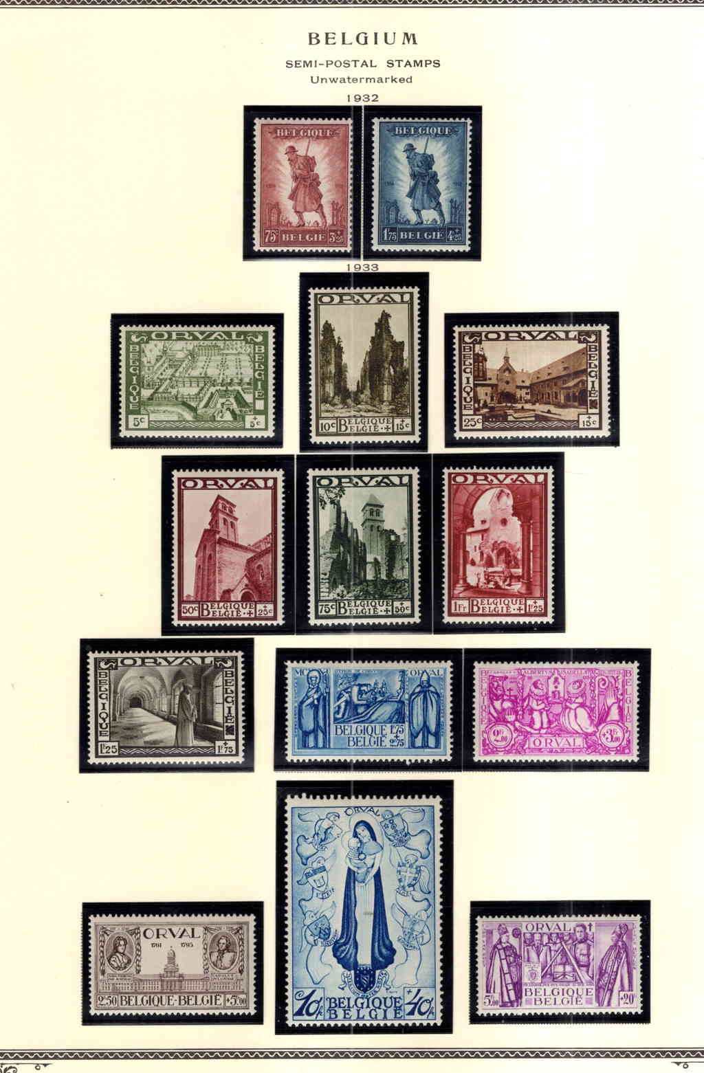 Belgium & Colonies : 9860549 Belgium RARE Page MINT Madonna SET 1932/3