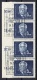 East Germany: 1950 Five Mark Pieck Strip of 4 Margin
