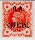 QV 1/2d Vermilion over print O W Official Mint High Cat Valu